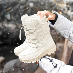 Warm Fleece Snow Boots Waterproof Lace Up Platform Snow Boots Women's
