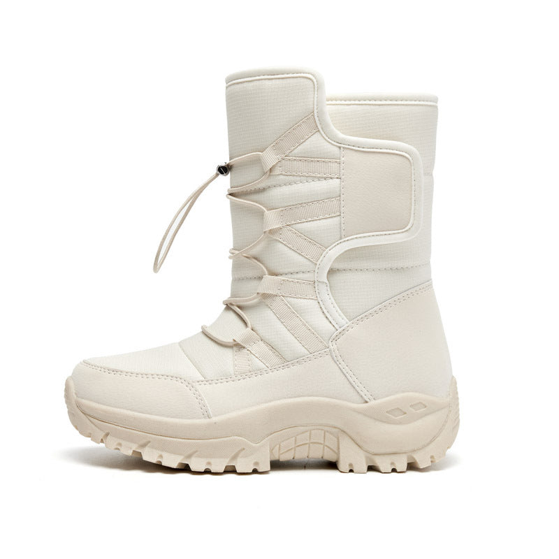 Warm Fleece Snow Boots Waterproof Lace Up Platform Snow Boots Women's