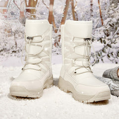 Warm Fleece Snow Boots Waterproof Lace Up Platform Snow Boots Women's
