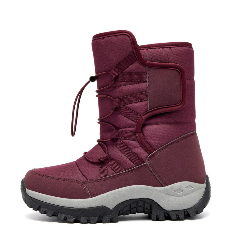 Warm Fleece Snow Boots Waterproof Lace Up Platform Snow Boots Women's