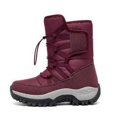 Warm Fleece Snow Boots Waterproof Lace Up Platform Snow Boots Women's