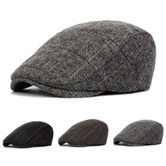 Men's Stripe Berets Caps Breathable Hat Adjustable Newsboy Beret Ivy Cap