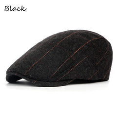 Men's Stripe Berets Caps Breathable Hat Adjustable Newsboy Beret Ivy Cap