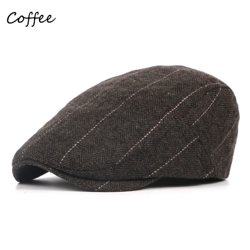 Men's Stripe Berets Caps Breathable Hat Adjustable Newsboy Beret Ivy Cap