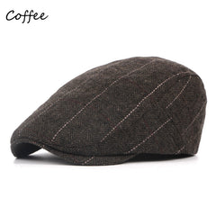 Men's Stripe Berets Caps Breathable Hat Adjustable Newsboy Beret Ivy Cap