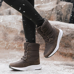 Waterproof Platform Snow Boots Lace Up Mid Calf Non Slip