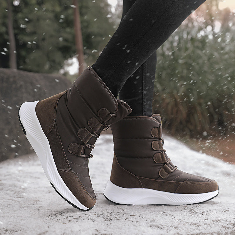 Waterproof Platform Snow Boots Lace Up Mid Calf Non Slip