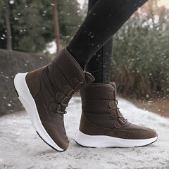 Waterproof Platform Snow Boots Lace Up Mid Calf Non Slip