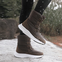 Waterproof Platform Snow Boots Lace Up Mid Calf Non Slip