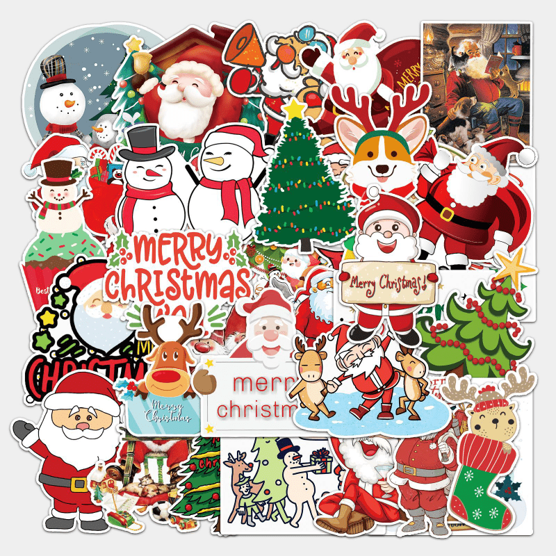 50pcs Christmas Waterproof Decorative Graffiti Stickers
