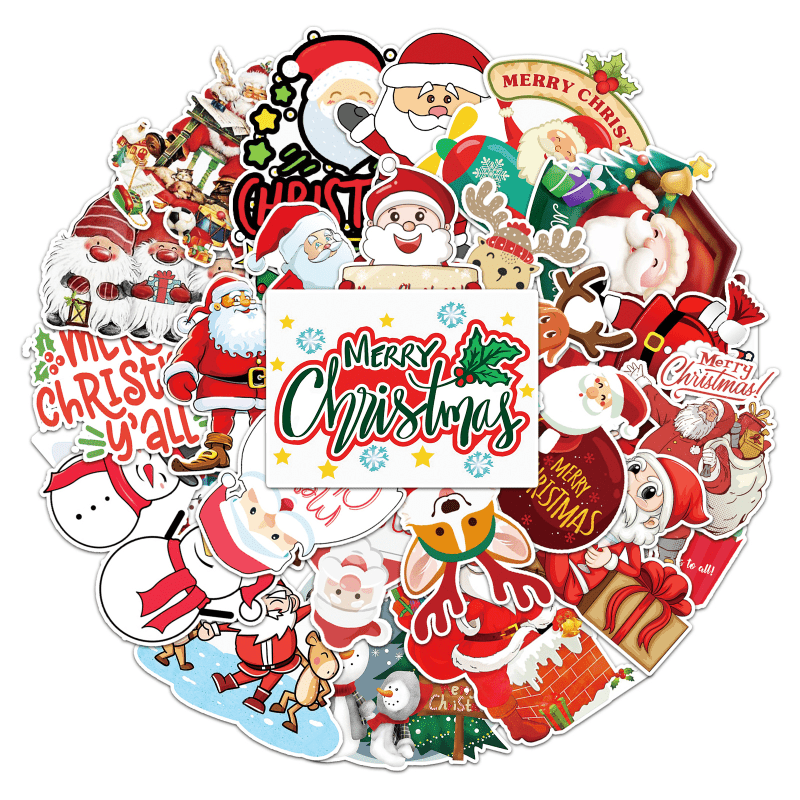 50pcs Christmas Waterproof Decorative Graffiti Stickers