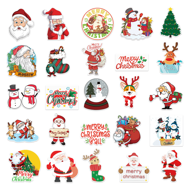 50pcs Christmas Waterproof Decorative Graffiti Stickers