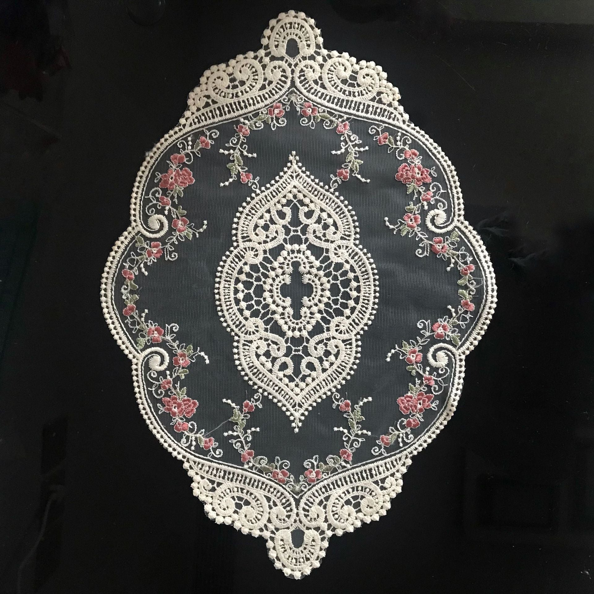 1Pc Vintage Lace Placemat Rose Lace Embroidery Table Mat