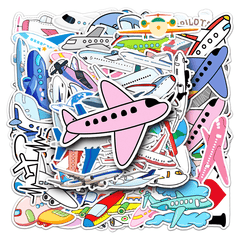 50pcs Cartoon Airplane Stickers: Fun & Colorful Decor