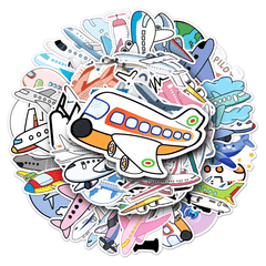 50pcs Cartoon Airplane Stickers: Fun & Colorful Decor