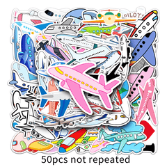 50pcs Cartoon Airplane Stickers: Fun & Colorful Decor