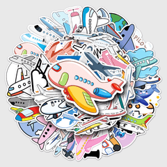 50pcs Cartoon Airplane Stickers: Fun & Colorful Decor