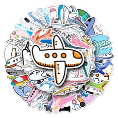 50pcs Cartoon Airplane Stickers: Fun & Colorful Decor
