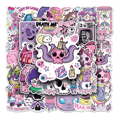 50pcs Purple Gothic Waterproof Doodle Stickers for Laptop Water Bottles Phone