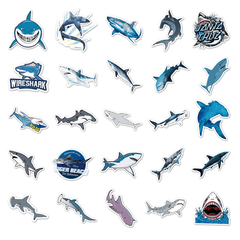 50pcs Shark Fierce Marine Life Waterproof Decorative Doodle Stickers