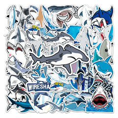 50pcs Shark Fierce Marine Life Waterproof Decorative Doodle Stickers