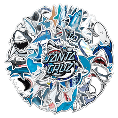 50pcs Shark Fierce Marine Life Waterproof Decorative Doodle Stickers
