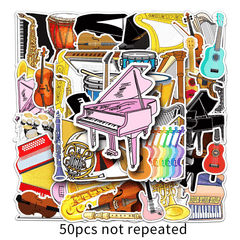 50pcs Instrument Waterproof Doodle Stickers for Christmas Halloween Thanksgiving