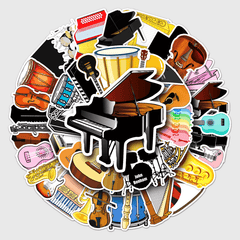 50pcs Instrument Waterproof Doodle Stickers for Christmas Halloween Thanksgiving