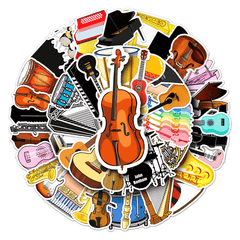 50pcs Instrument Waterproof Doodle Stickers for Christmas Halloween Thanksgiving
