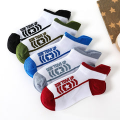 5 Pairs Baby Boys Block Letter Ankle Socks Thin Mesh Breathable Kids Socks