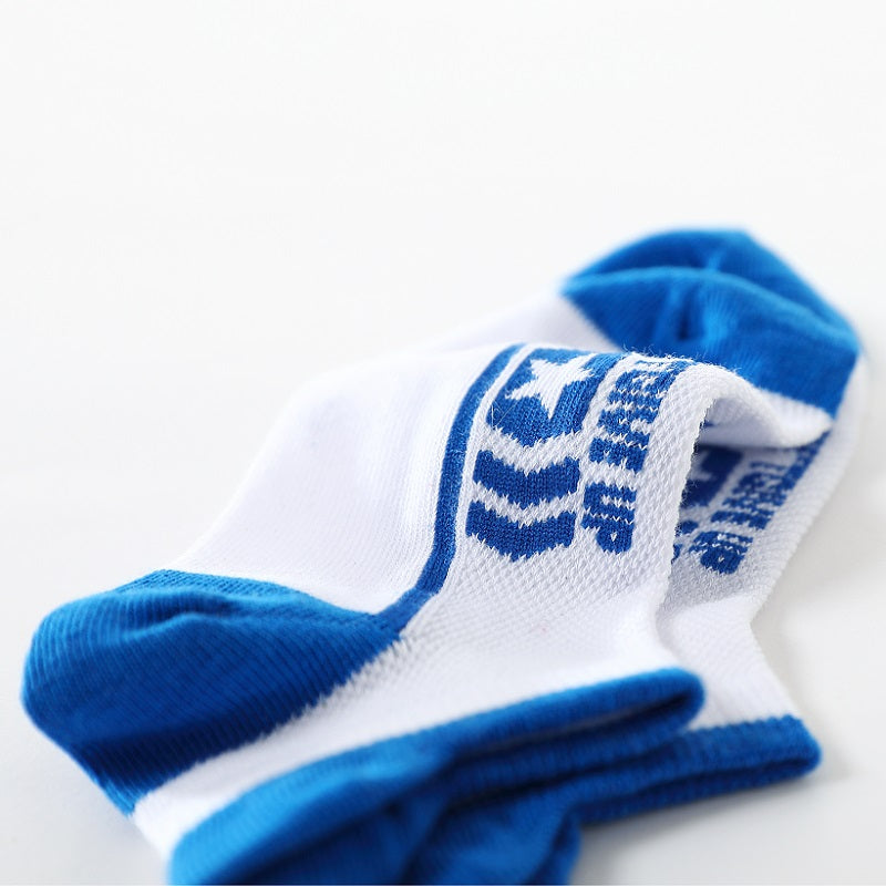 5 Pairs Baby Boys Block Letter Ankle Socks Thin Mesh Breathable Kids Socks
