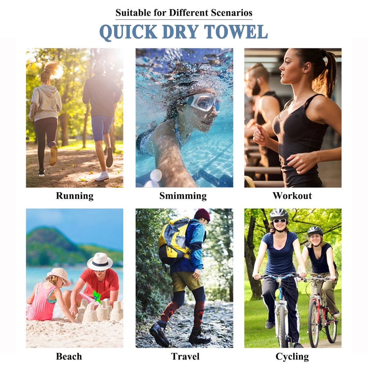 Portable Microfiber Towel Blanket for Yoga Fitness, Double Sided Fleece