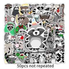 50pcs Raccoon Cartoon Waterproof Doodle Stickers