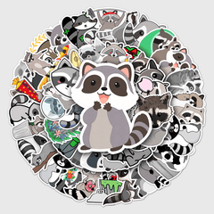 50pcs Raccoon Cartoon Waterproof Doodle Stickers
