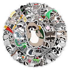 50pcs Raccoon Cartoon Waterproof Doodle Stickers