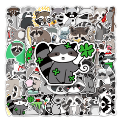 50pcs Raccoon Cartoon Waterproof Doodle Stickers