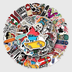 50pcs Skateboard Cartoon Sports Stickers Waterproof Decorative Doodle Designs