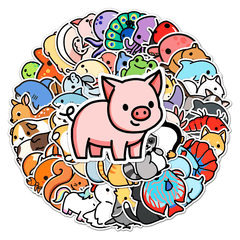 50pcs Cartoon Animal Waterproof Doodle Stickers
