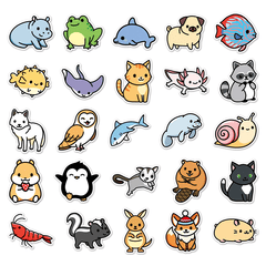 50pcs Cartoon Animal Waterproof Doodle Stickers