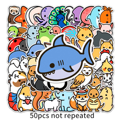 50pcs Cartoon Animal Waterproof Doodle Stickers