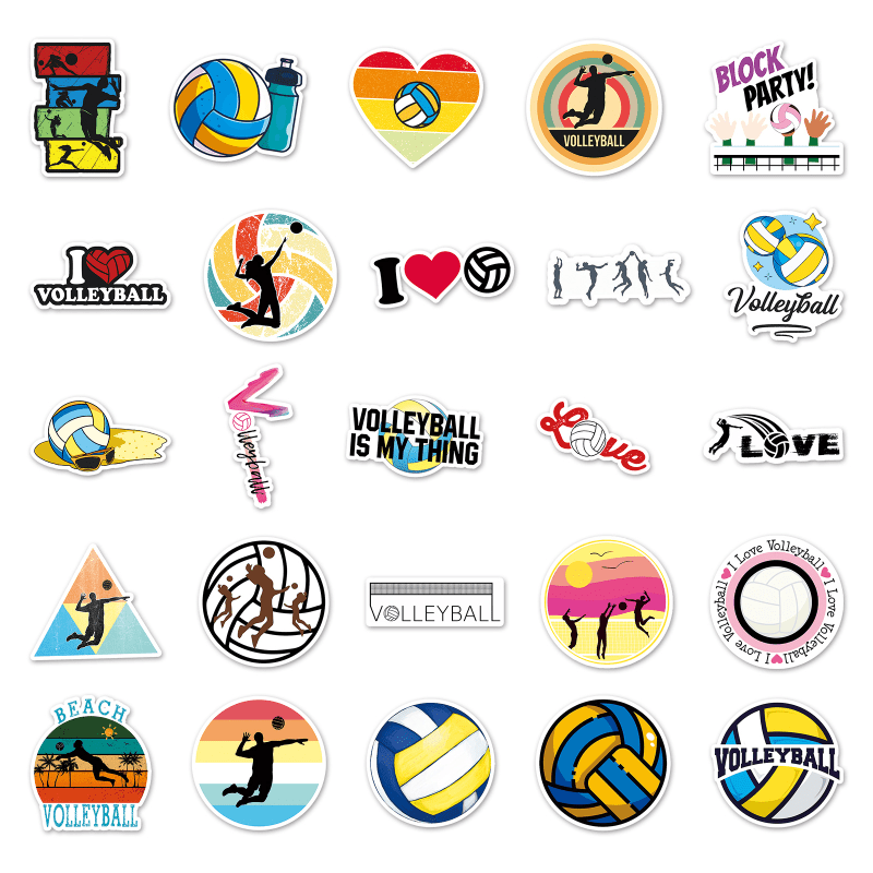 50pcs Waterproof Volleyball Sports Stickers for Decorating