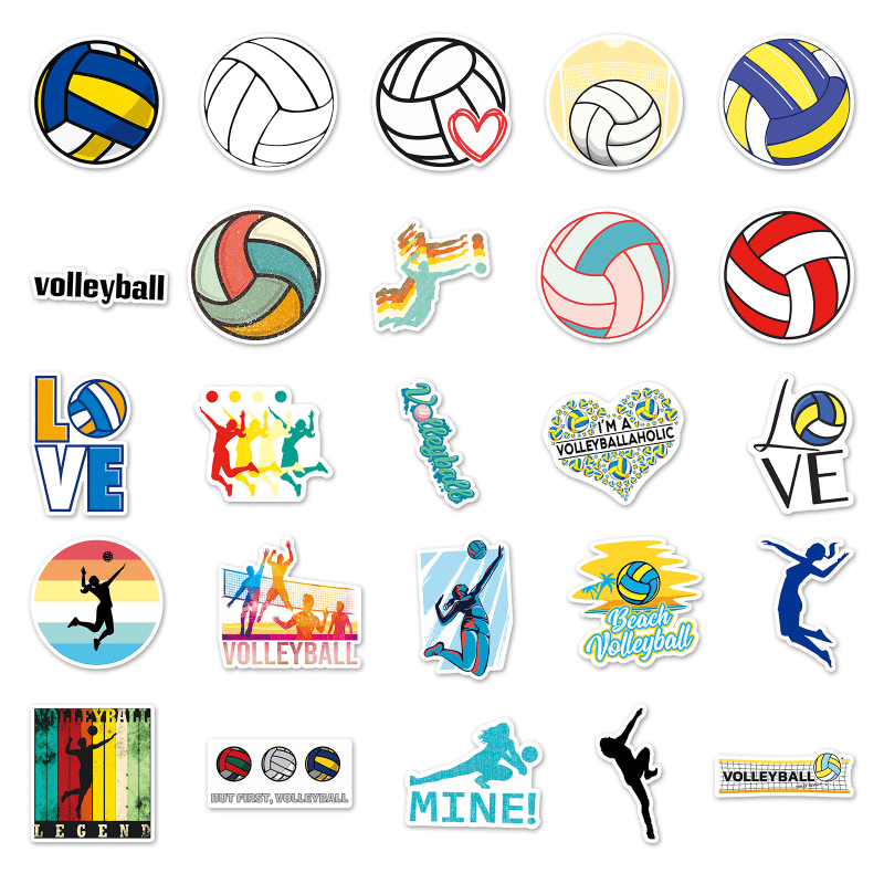 50pcs Waterproof Volleyball Sports Stickers for Decorating