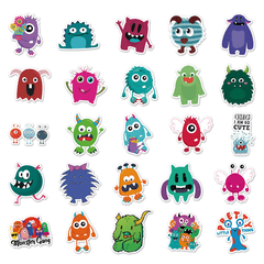 50pcs Small Monster Waterproof Doodle Stickers for Car Bike Laptop Window