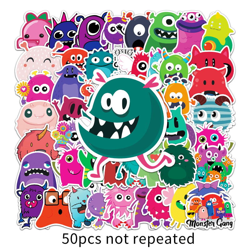 50pcs Small Monster Waterproof Doodle Stickers for Car Bike Laptop Window