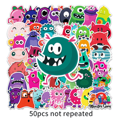 50pcs Small Monster Waterproof Doodle Stickers for Car Bike Laptop Window