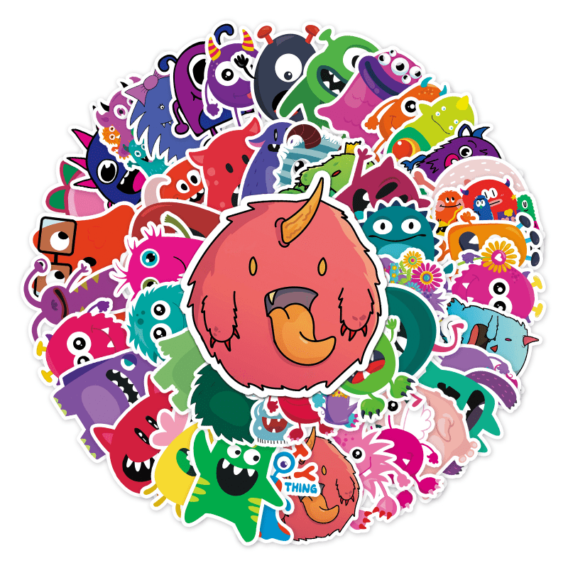 50pcs Small Monster Waterproof Doodle Stickers for Car Bike Laptop Window