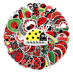 50pcs Ladybug Cartoon Waterproof Doodle Stickers