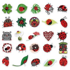 50pcs Ladybug Cartoon Waterproof Doodle Stickers