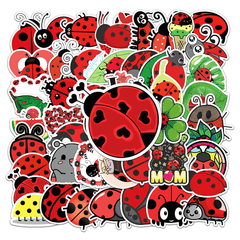 50pcs Ladybug Cartoon Waterproof Doodle Stickers