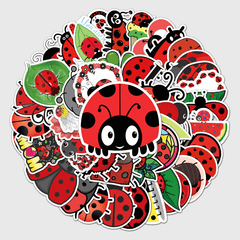 50pcs Ladybug Cartoon Waterproof Doodle Stickers